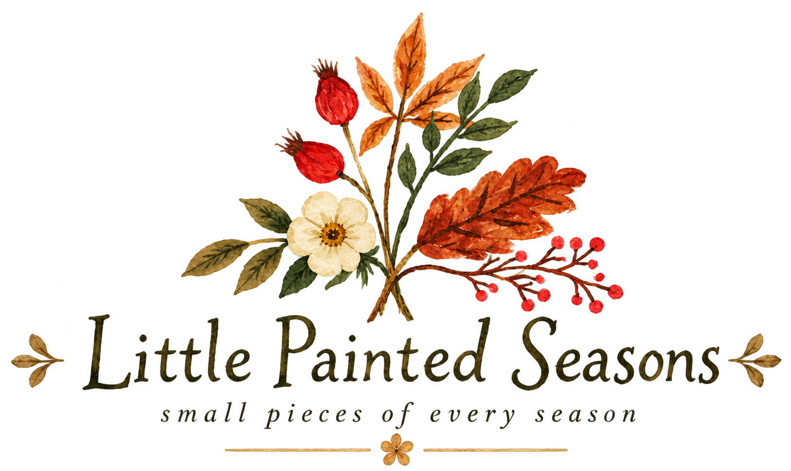Little Painted Seasons — small pieces of every season, logo-ul original cu flori și frunze